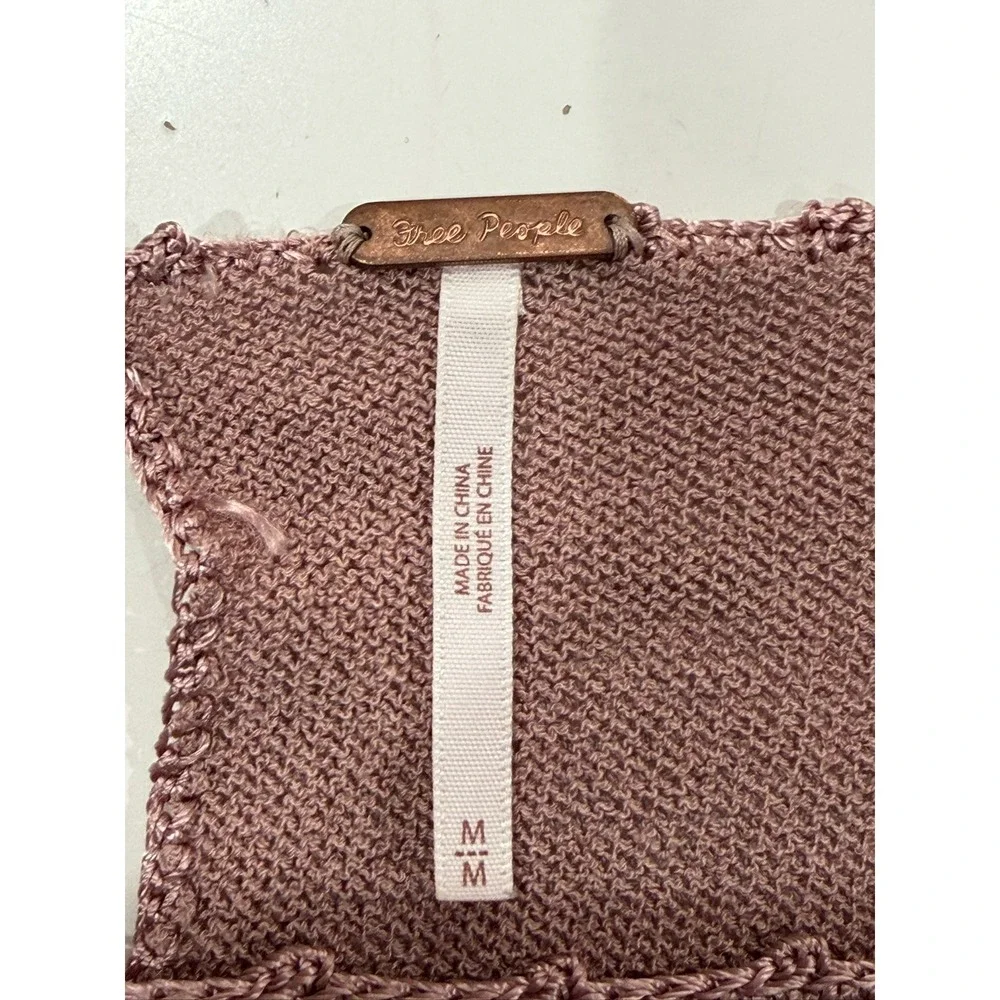 Free People Intimately Love Letter Lace Crochet Top Mauve Pink Square Neck M
